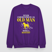 K00700   Never underestimate an old man with a Mastiff, Father's Day Gift Crewneck Black - purple