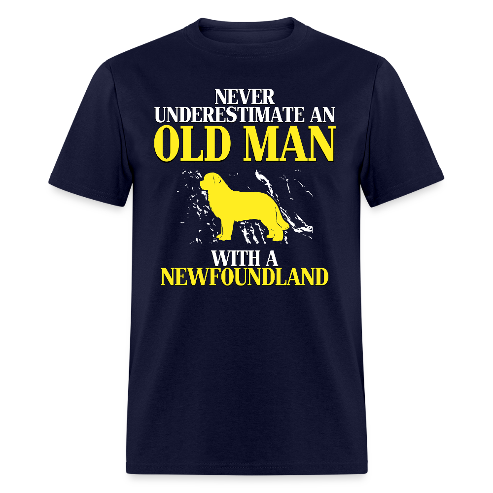 K00707  Personalizable Newfoundland Gift, Never underestimate an old man with a Newfoundland, Grandpa t Unisex Classic T-Shirt - navy