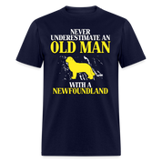 K00707  Personalizable Newfoundland Gift, Never underestimate an old man with a Newfoundland, Grandpa t Unisex Classic T-Shirt - navy