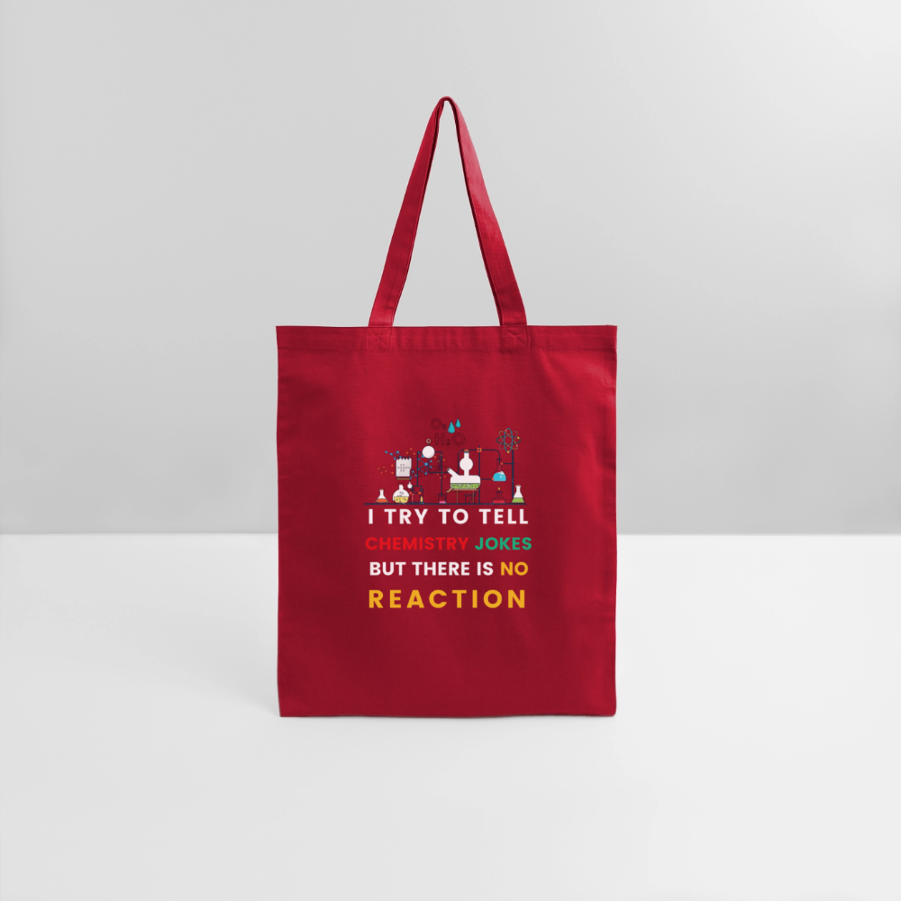 Chemistry jokes new design 2025 tote bag - red