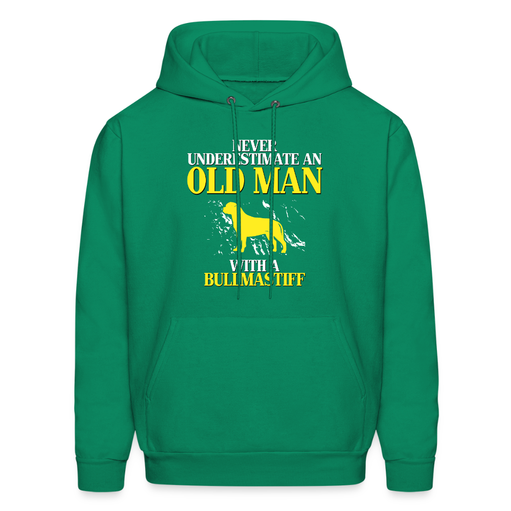 Never underestimate an old man with a Bullmastiff Unisex Hoodie - kelly green