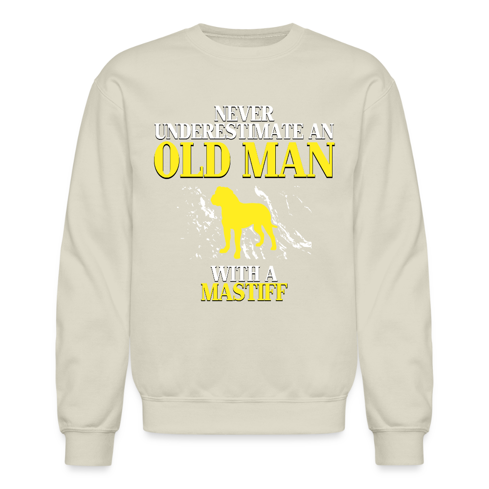 K00700   Never underestimate an old man with a Mastiff, Father's Day Gift Crewneck Black - Sand