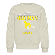 K00700   Never underestimate an old man with a Mastiff, Father's Day Gift Crewneck Black - Sand