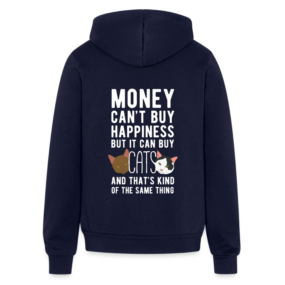 Money can't buy happiness, but it can buy cats and that's kind of the same thing Gildan Heavy Blend Adult Zip Hoodie - navy