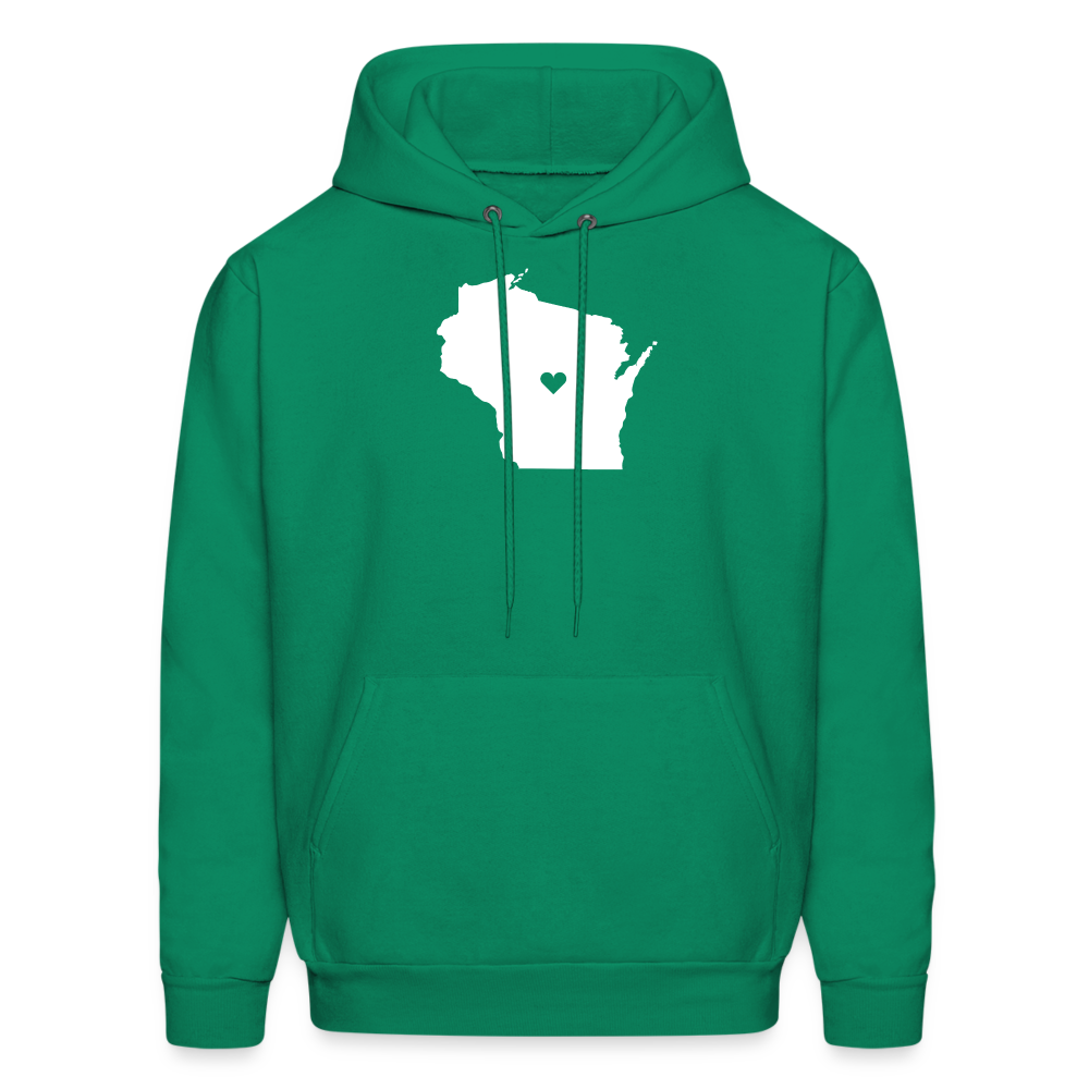 S00049Wisconsin - Love Men's Hoodie - kelly green