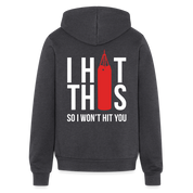 S00187  I hit this, so I won't hit you Unisex Zip Hoodie Boxing GiftUnisex Full Zip Hoodie - charcoal grey
