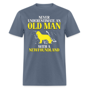 K00707  Personalizable Newfoundland Gift, Never underestimate an old man with a Newfoundland, Grandpa t Unisex Classic T-Shirt - denim