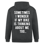 S00211 Sometimes I wonder if my bike is thinking about me too  with bicycle Men's Zip Hoodie - deep heather