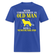 K00707  Personalizable Newfoundland Gift, Never underestimate an old man with a Newfoundland, Grandpa t Unisex Classic T-Shirt - royal blue