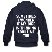S00211 Sometimes I wonder if my bike is thinking about me too Men's Zip Hoodie - navy