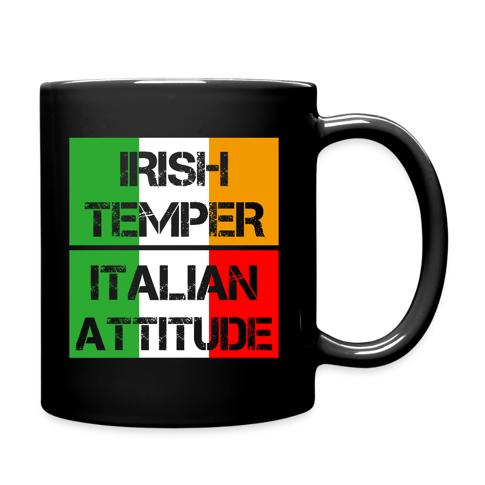 VL000325 Coffee Mug-Irish temper Italian attitude-Christmas Gift, Birthday Present for Italian, 11oz Black Coffee Mug, Tea Cup - black