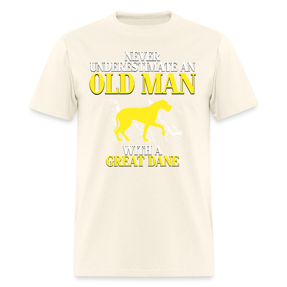 K00694 Great dane Gift, Never underestimate an old man with a Great dane, Grandpa tee, Unisex T-shirt, Grandfather gift, Grandfather t-shirt - sweet cream heather
