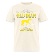 K00694 Great dane Gift, Never underestimate an old man with a Great dane, Grandpa tee, Unisex T-shirt, Grandfather gift, Grandfather t-shirt - sweet cream heather