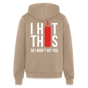 S00187  Personalizable I hit this, so I won't hit you Unisex Zip Hoodie  Bella + Canvas Unisex Full Zip Hoodie - tan