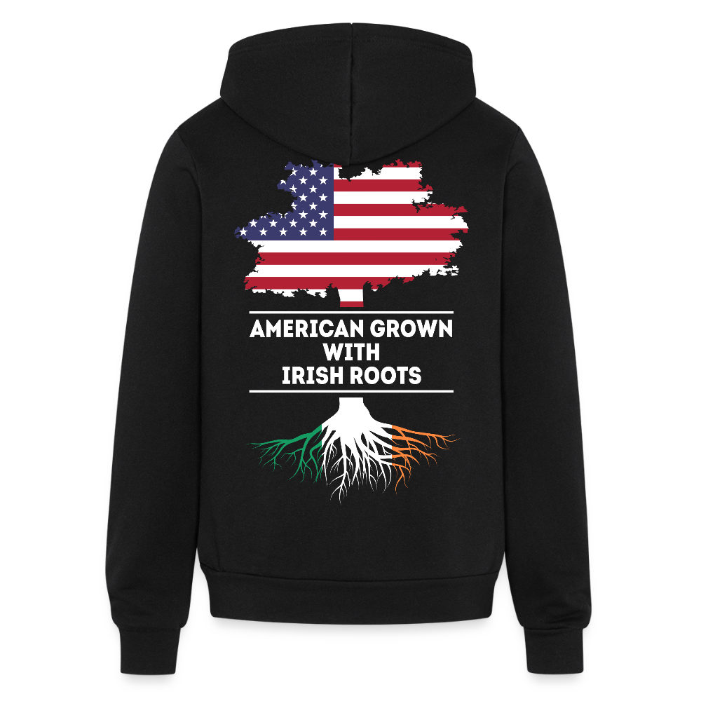 S00372   32$    American Grown with irish roots Unisex Zip Hoodie Irish Roots  Bella + Canvas Unisex Full Zip Hoodie - black