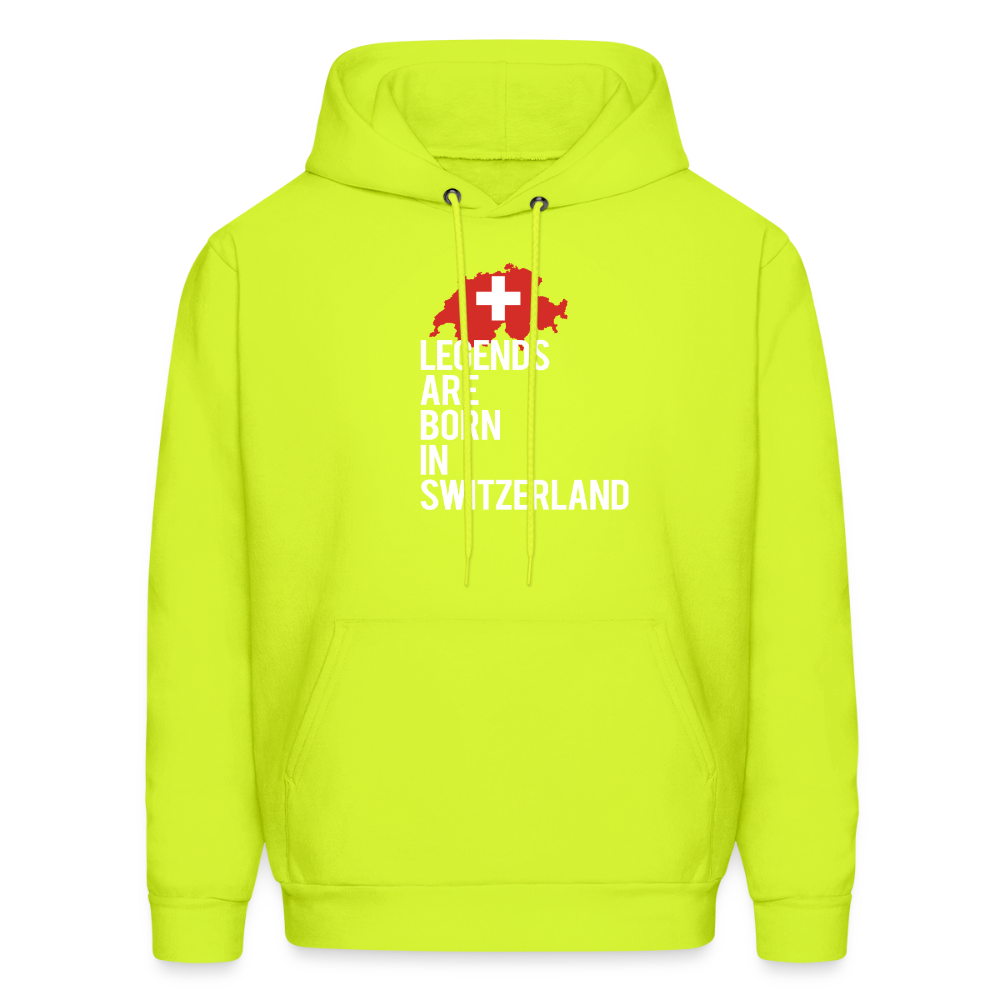 Legends are born in Switzerland Unisex Hoodie - safety green