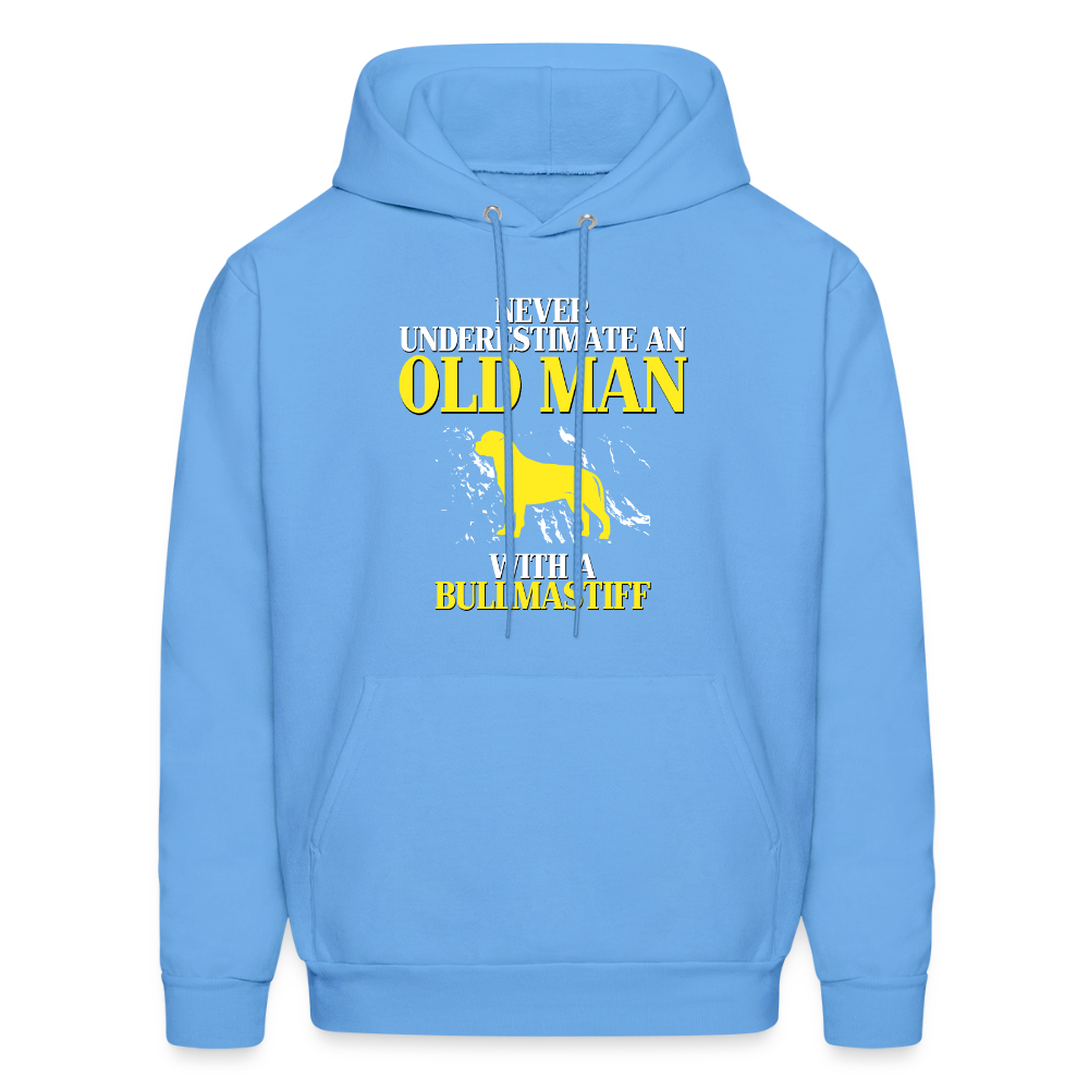 Never underestimate an old man with a Bullmastiff Unisex Hoodie - carolina blue