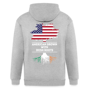 S00372  American Grown with irish roots Unisex Zip Hoodie Irish Roots Men's Zip Hoodie - heather gray