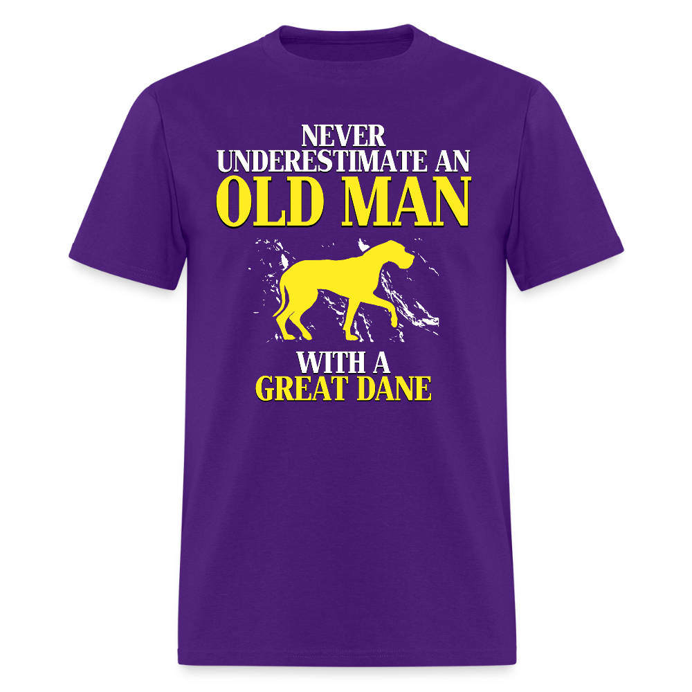 K00694 Great dane Gift, Never underestimate an old man with a Great dane, Grandpa tee, Unisex T-shirt, Grandfather gift, Grandfather t-shirt - purple