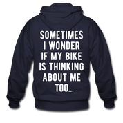 S00211 Sometimes I wonder if my bike is thinking about me too  with bicycle Men's Zip Hoodie - navy