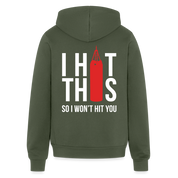 S00187  I hit this, so I won't hit you Unisex Zip Hoodie Boxing GiftUnisex Full Zip Hoodie - military green