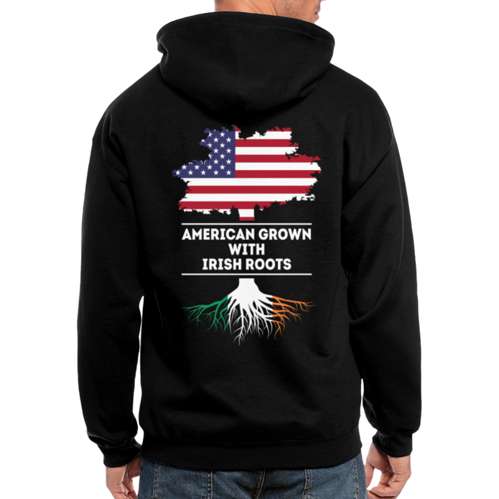 S00372  American Grown with irish roots Unisex Zip Hoodie Irish Roots Men's Zip Hoodie - black