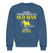 K00700   Never underestimate an old man with a Mastiff, Father's Day Gift Crewneck Black - indigo blue