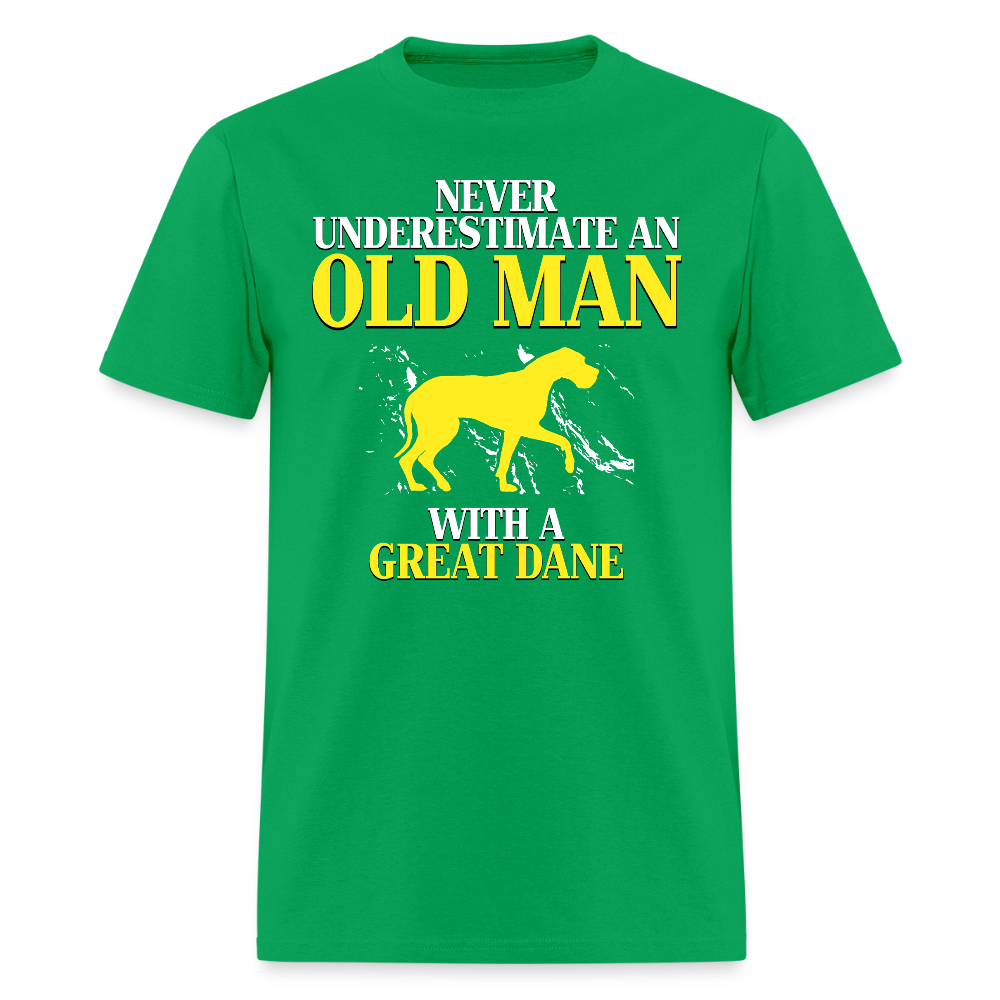 K00694 Great dane Gift, Never underestimate an old man with a Great dane, Grandpa tee, Unisex T-shirt, Grandfather gift, Grandfather t-shirt - bright green