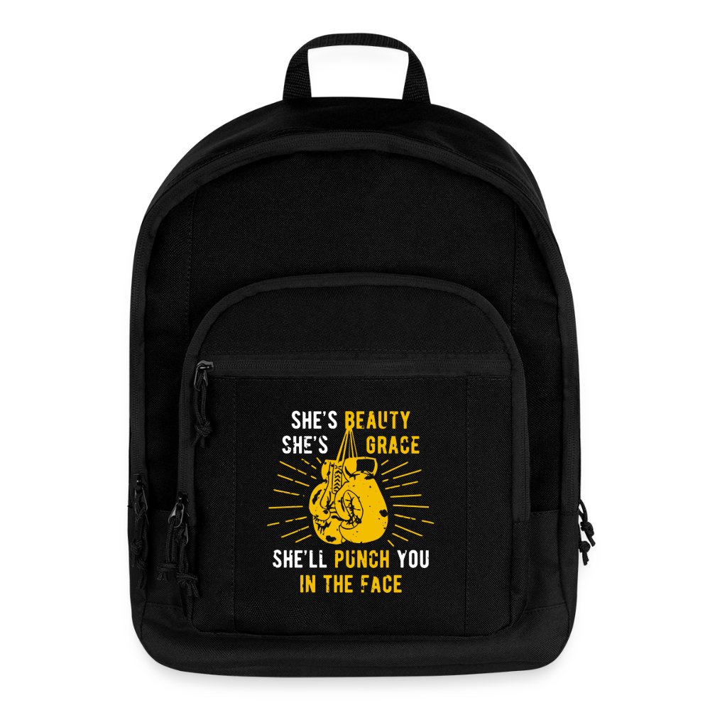 She's beauty, she's grace, she'll punch you in the face Backpack - black