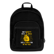 She's beauty, she's grace, she'll punch you in the face Backpack - black
