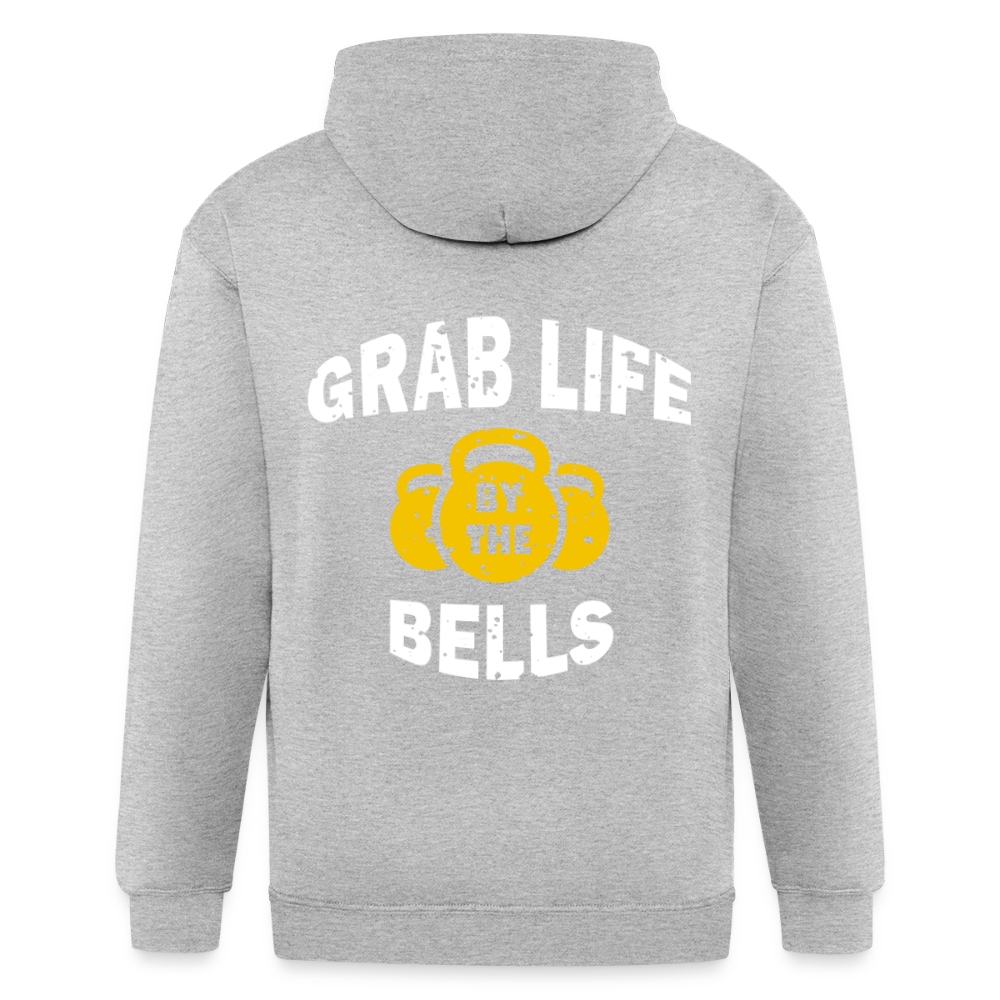 S00541  Grab life by the bells Unisex Zip Hoodie Fitness Gift Zip Hoodie - heather gray