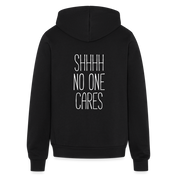 S00248  Shhh no one cares Unisex Zip Hoodie Funny Gift - black