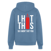 S00187  I hit this, so I won't hit you Unisex Zip Hoodie Boxing GiftUnisex Full Zip Hoodie - steel blue