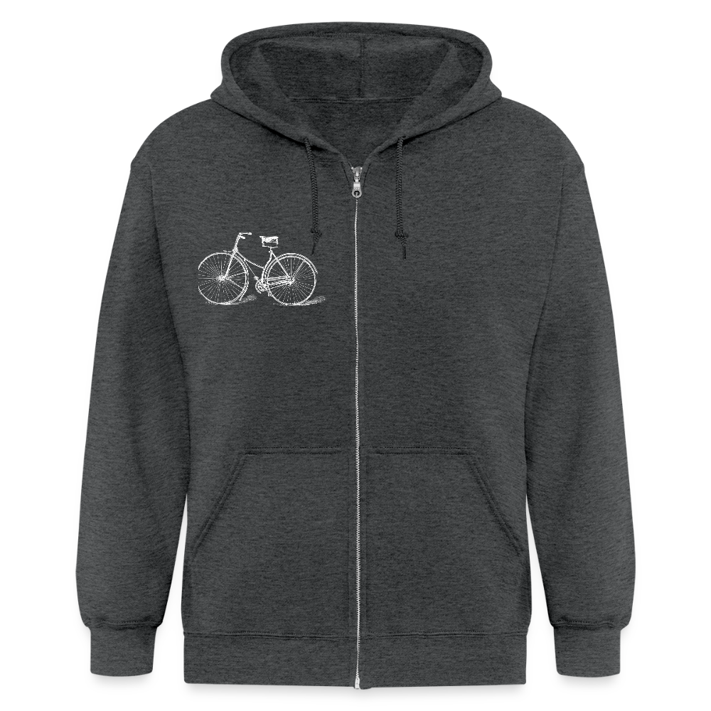 S00211 Sometimes I wonder if my bike is thinking about me too  with bicycle Men's Zip Hoodie - deep heather