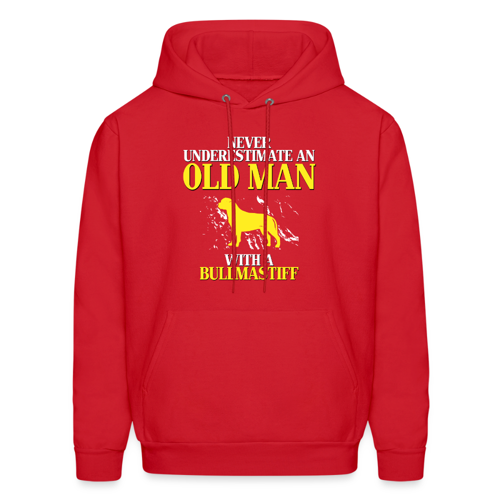 Never underestimate an old man with a Bullmastiff Unisex Hoodie - red