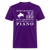 K00045   Piano Gift, Some Grandpas play bingo, Real Grandpas Piano, Grandpa tee, Unisex T-shirt, Grandfather gift, Grandfather t-shirt - purple