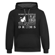 К00017 - Some grandpas play bingo real grandpas play drums Contrast Hoodie - black/asphalt