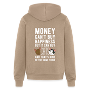 Money can't buy happiness, but it can buy cats and that's kind of the same thing Gildan Heavy Blend Adult Zip Hoodie - tan
