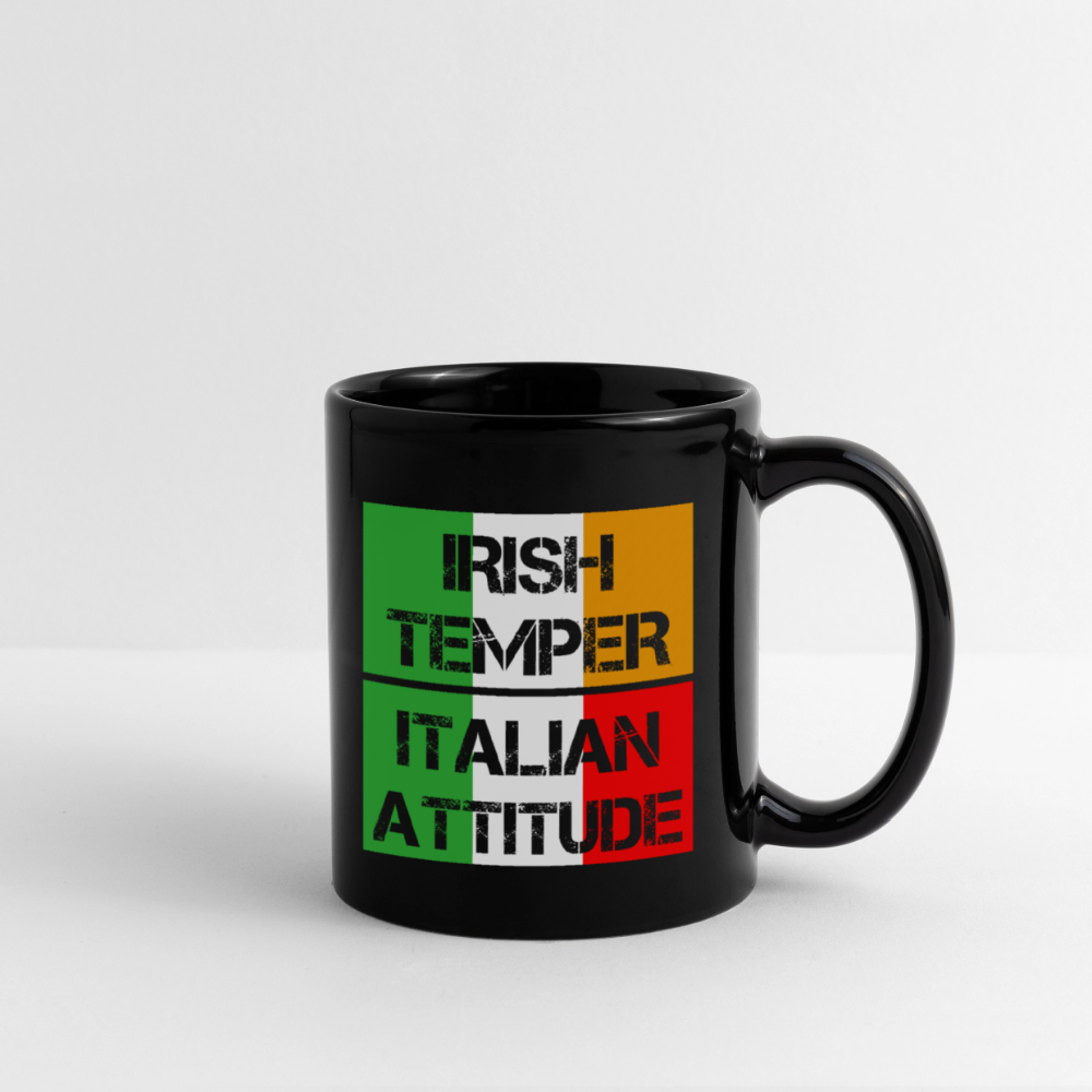 VL000325 Coffee Mug-Irish temper Italian attitude-Christmas Gift, Birthday Present for Italian, 11oz Black Coffee Mug, Tea Cup - black