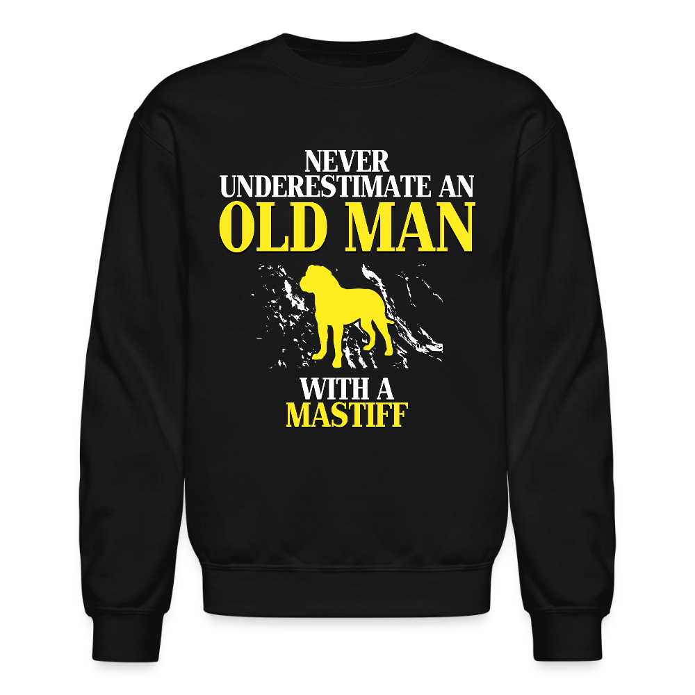 K00700   Never underestimate an old man with a Mastiff, Father's Day Gift Crewneck Black - black