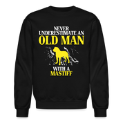 K00700   Never underestimate an old man with a Mastiff, Father's Day Gift Crewneck Black - black
