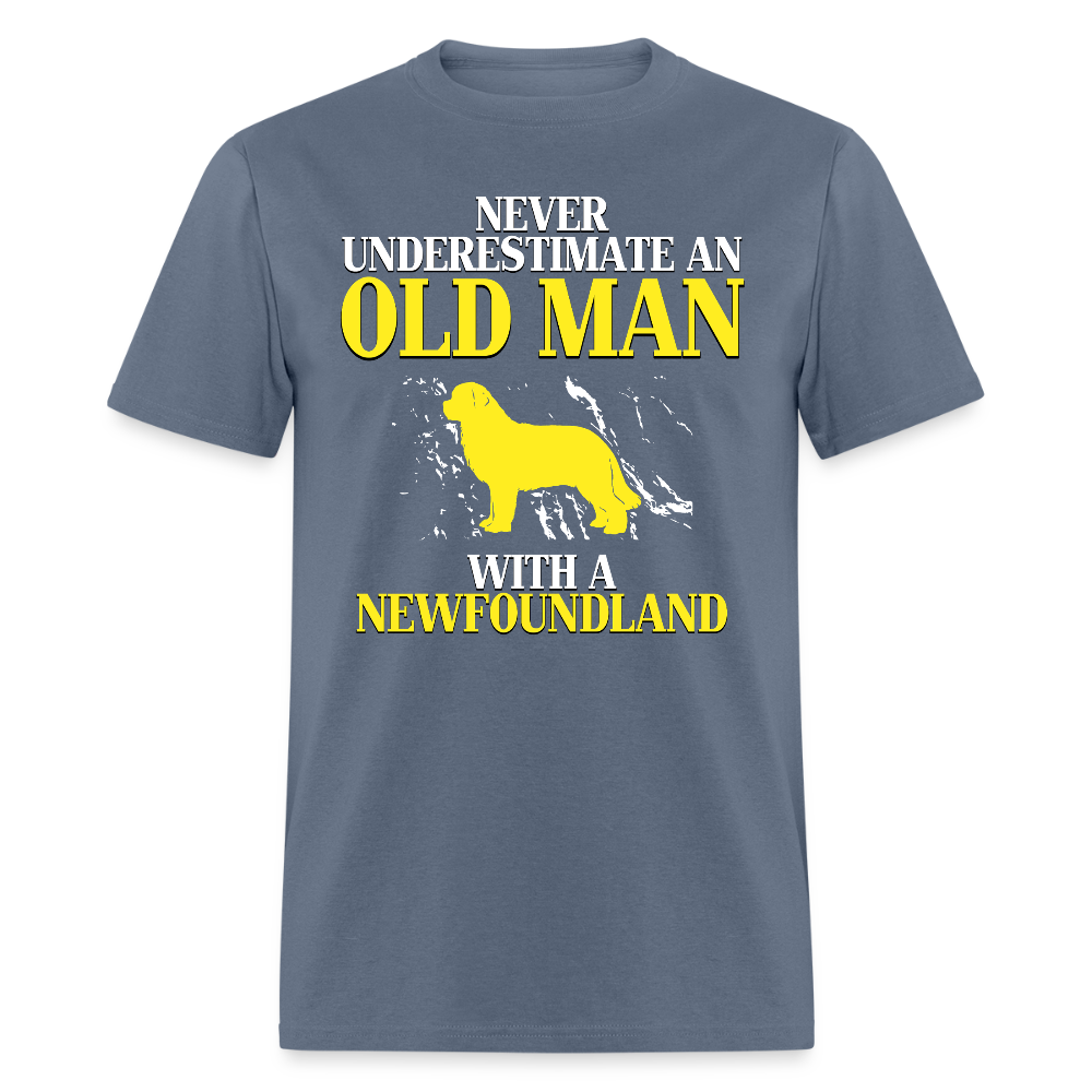 K00707  Personalizable Newfoundland Gift, Never underestimate an old man with a Newfoundland, Grandpa t Unisex Classic T-Shirt - denim