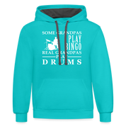 К00017 - Some grandpas play bingo real grandpas play drums Contrast Hoodie - scuba blue/asphalt