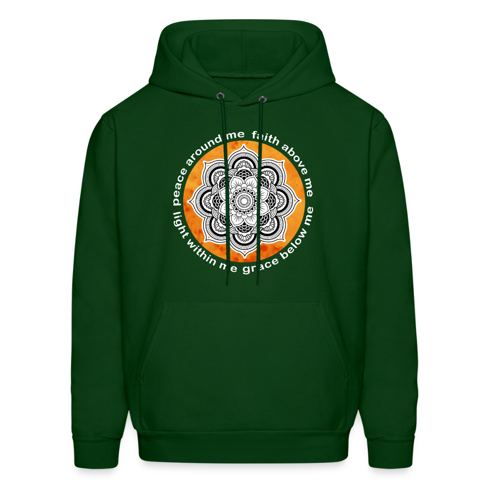 Buddhist Hoodie - Peace around me, face above me, light within me, grace below me Crewneck Gift - forest green