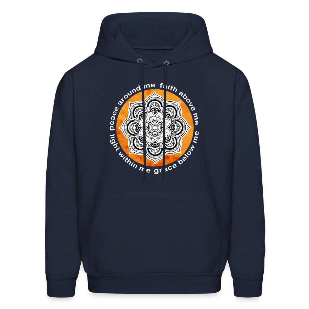 Buddhist Hoodie - Peace around me, face above me, light within me, grace below me Crewneck Gift - navy