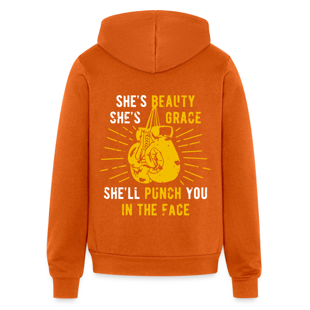 S00188 She's beauty, she's grace, she'll punch you in the face Unisex Zip Hoodie Boxing Gift - autumn