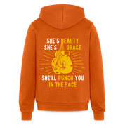 S00188 She's beauty, she's grace, she'll punch you in the face Unisex Zip Hoodie Boxing Gift - autumn