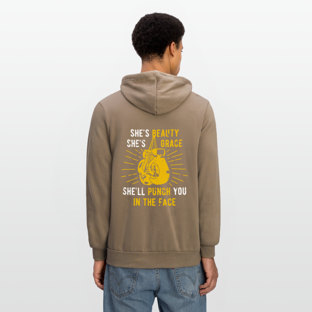S00188 She's beauty, she's grace, she'll punch you in the face Unisex Zip Hoodie Boxing Gift - cinder