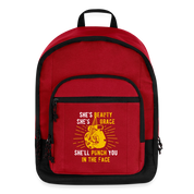 She's beauty, she's grace, she'll punch you in the face Backpack - red