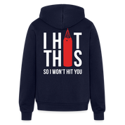 S00187  Personalizable I hit this, so I won't hit you Unisex Zip Hoodie  Bella + Canvas Unisex Full Zip Hoodie - navy